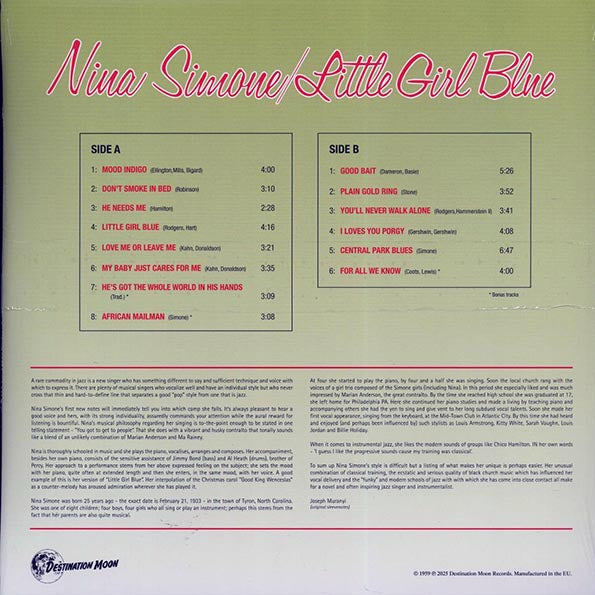 Nina Simone - Little Girl Blue (Colored Clear Vinyl).