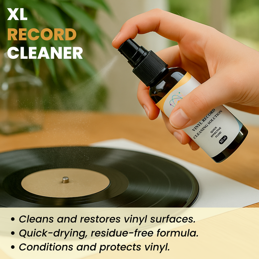 Vinyl Record Cleaning Kit - Complete 5-in-1 - Includes Ultra-Soft Velvet Record Brush, Small Cleaning Brush, XL Cleaning Liquid, and Stylus Brush