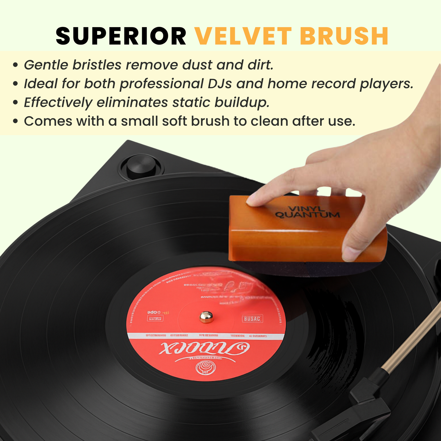 Vinyl Record Cleaning Kit - Complete 5-in-1 - Includes Ultra-Soft Velvet Record Brush, Small Cleaning Brush, XL Cleaning Liquid, and Stylus Brush