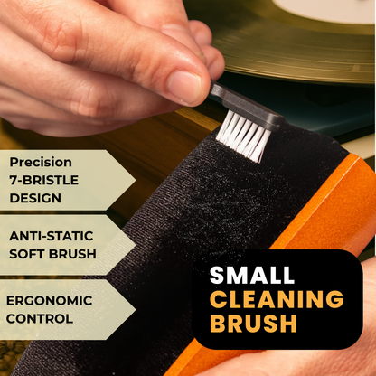 Vinyl Record Cleaning Kit - Complete 5-in-1 - Includes Ultra-Soft Velvet Record Brush, Small Cleaning Brush, XL Cleaning Liquid, and Stylus Brush