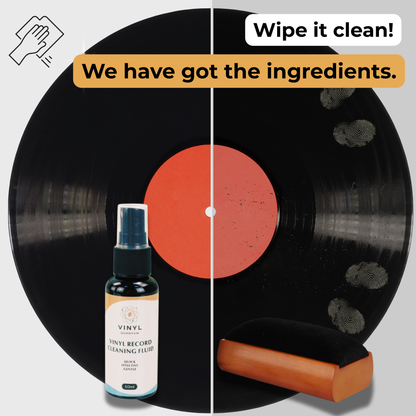 Vinyl Record Cleaning Kit - Complete 5-in-1 - Includes Ultra-Soft Velvet Record Brush, Small Cleaning Brush, XL Cleaning Liquid, and Stylus Brush
