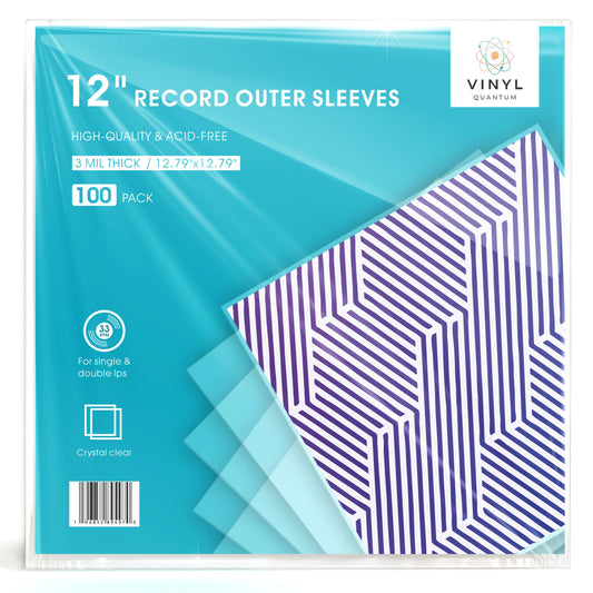 100 Pieces 12.79" x 12.79" Record Outer Sleeves Acid Free 3 Millimeter Thick Clear & Wrinkle Free