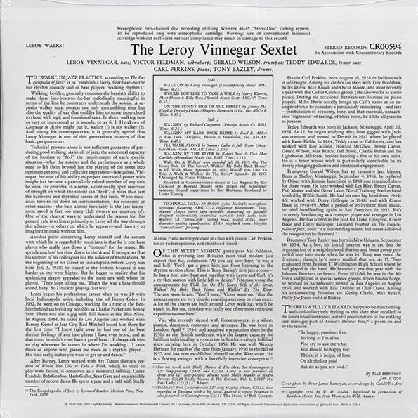 Leroy Vinnegar Sextet - Leroy Walks!