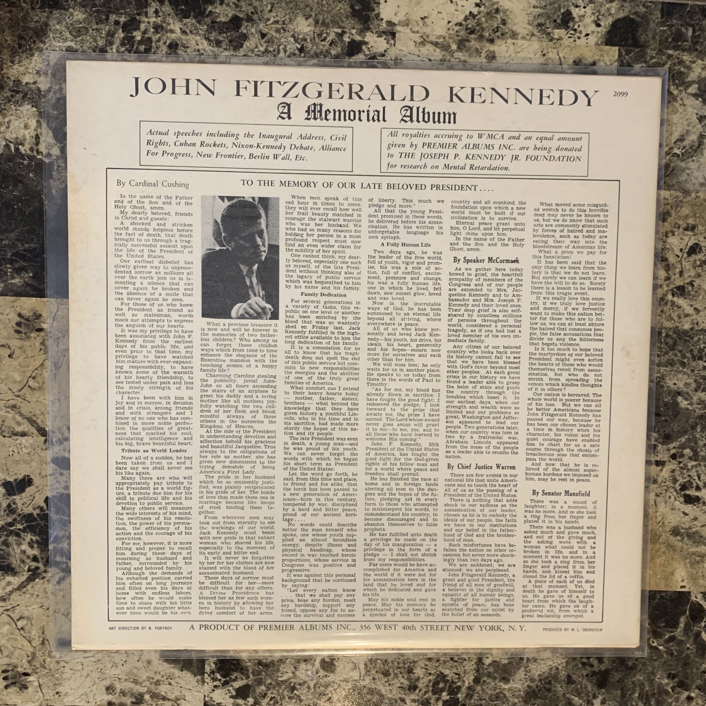 John Fitzgerald Kennedy – A Memorial Album LP 1963 Premier Albums 2099 VG+