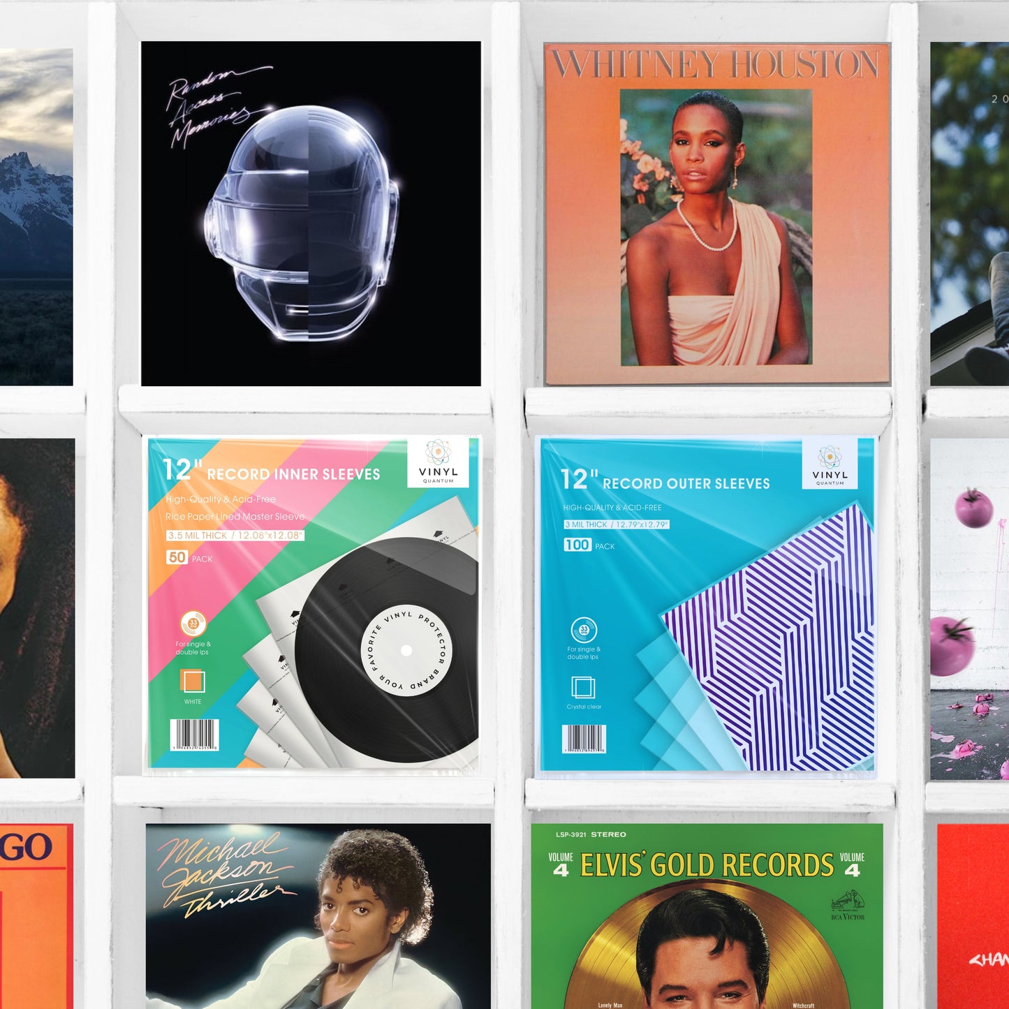 50 Pieces 12.08" x 12.08" Record Inner Sleeves Acid Free, 3.5 Mil Thick Rice Paper Lined Master Sleeve, Your Favorite Vinyl Protector Brand