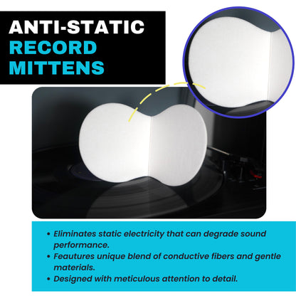 6 Pieces Anti Static Record Miiten & Handler - Record Player Accesories with Soft Microfiber Material, Protect Against Scratch & Dirt.