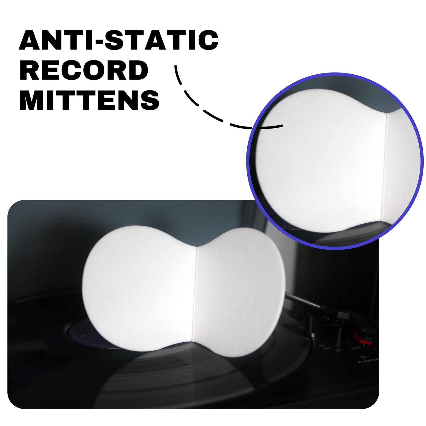 6 Pieces Anti Static Record Miiten & Handler - Record Player Accesories with Soft Microfiber Material, Protect Against Scratch & Dirt.