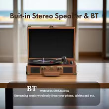 Record Player, 3-Speed 33/45/78RPM Vinyl Spinner with 2 Built-in Stereo Speakers, Headphone Jack