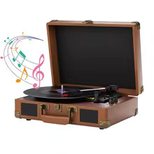 Record Player, 3-Speed 33/45/78RPM Vinyl Spinner with 2 Built-in Stereo Speakers, Headphone Jack