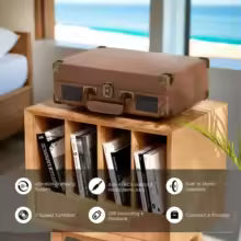 Record Player, 3-Speed 33/45/78RPM Vinyl Spinner with 2 Built-in Stereo Speakers, Headphone Jack