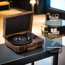 Record Player, 3-Speed 33/45/78RPM Vinyl Spinner with 2 Built-in Stereo Speakers, Headphone Jack